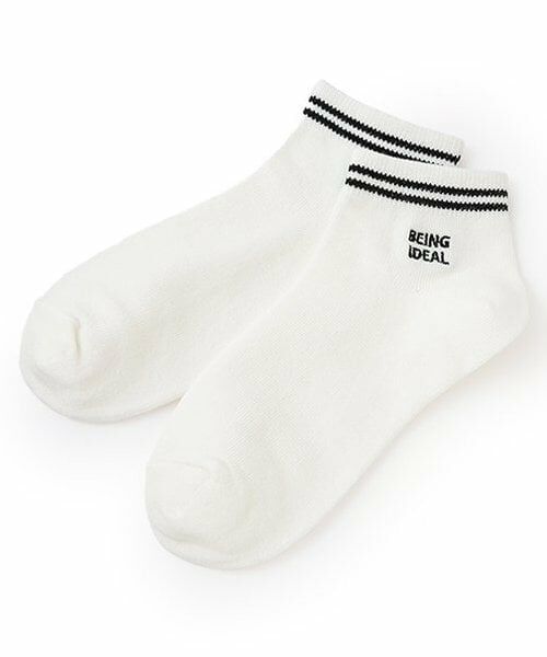 Lovetoxic / ラブトキシック ソックス | 【抗菌防臭】ライン刺しゅうスニーカ丈ーソックス（黒）