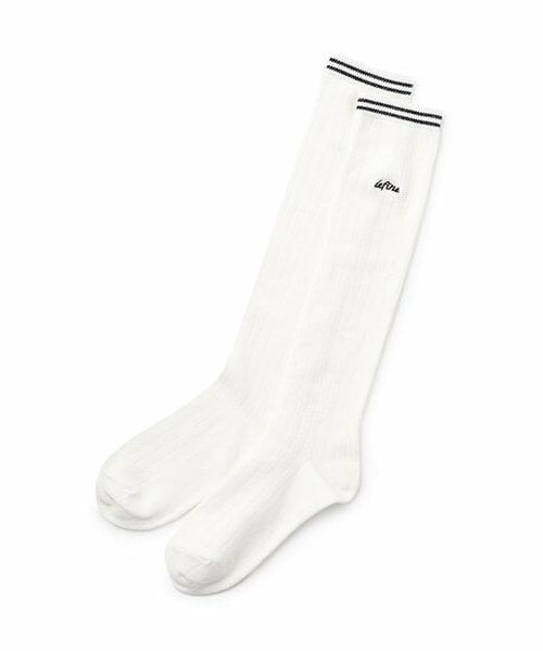 Lovetoxic / ラブトキシック ソックス | 太リブロゴ刺繍ハイソックス（オフ ホワイト）