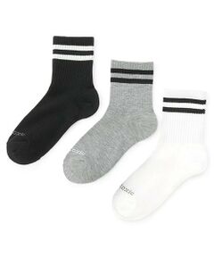 【ベーシック】3足セットクルーソックス