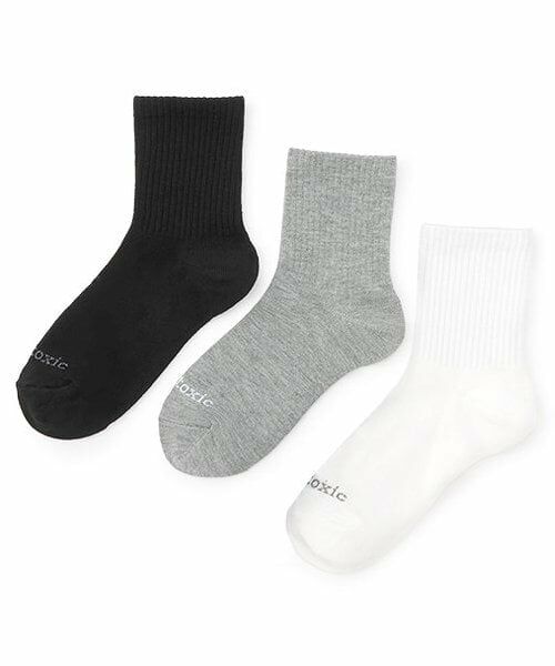 Lovetoxic / ラブトキシック ソックス | 【ベーシック】3足セットクルーソックス（黒）