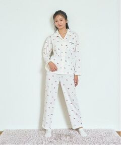 Lovetoxic / ラブトキシック ルームウェア | 【ルームウェア/パジャマ】小花柄長袖やわらかニットシャツ＆パンツセット