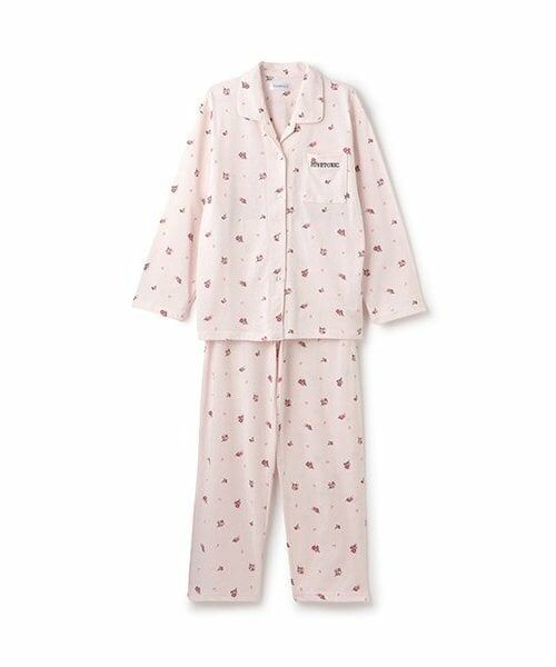 Lovetoxic / ラブトキシック ルームウェア | 【ルームウェア/パジャマ】小花柄長袖やわらかニットシャツ＆パンツセット（ピンク）