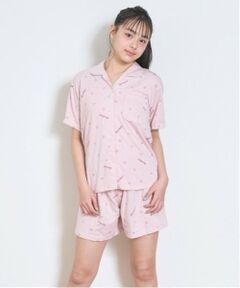 Lovetoxic / ラブトキシック ルームウェア | 【ルームウェア/パジャマ】ハートロゴ柄やわらか半袖ニットシャツ＆ショートパンツセット