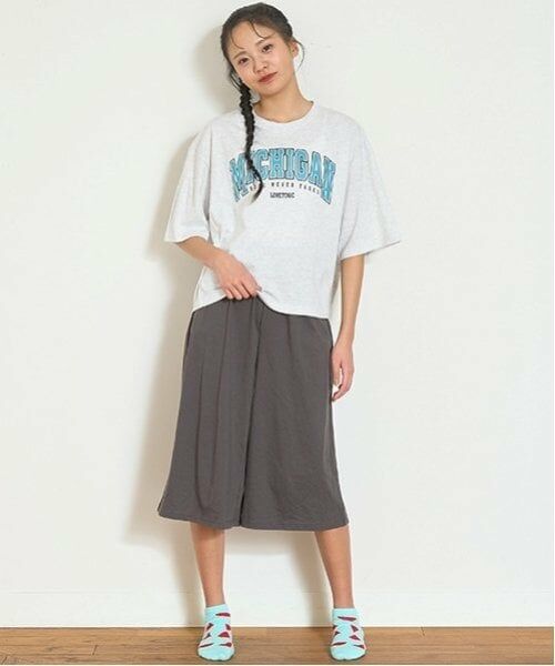 Lovetoxic / ラブトキシック ルームウェア | 【ルームウェア/パジャマ】半袖Tシャツ＆7分丈パンツセット（シロ杢）