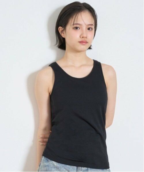 Lovetoxic / ラブトキシック キャミソール・チューブトップ | 【ベーシック】【接触冷感/ひんやり】カップつきタンクトップ（黒）