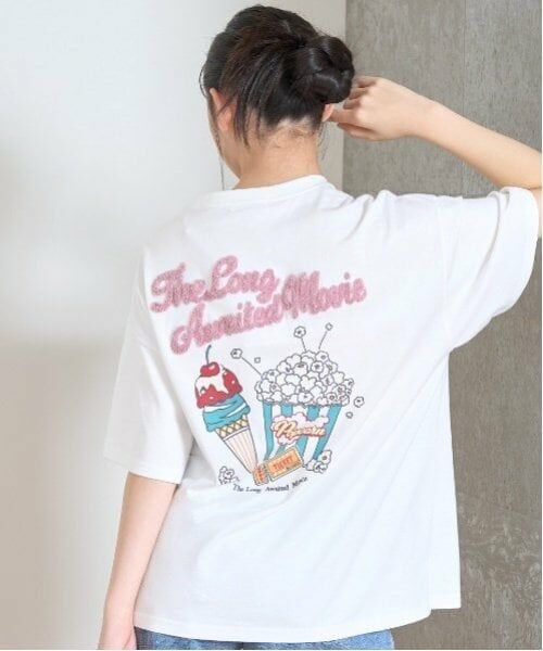Lovetoxic / ラブトキシック Tシャツ | 【接触冷感/ひんやり】【綿100％】ポップコーンプリントT（オフ ホワイト）