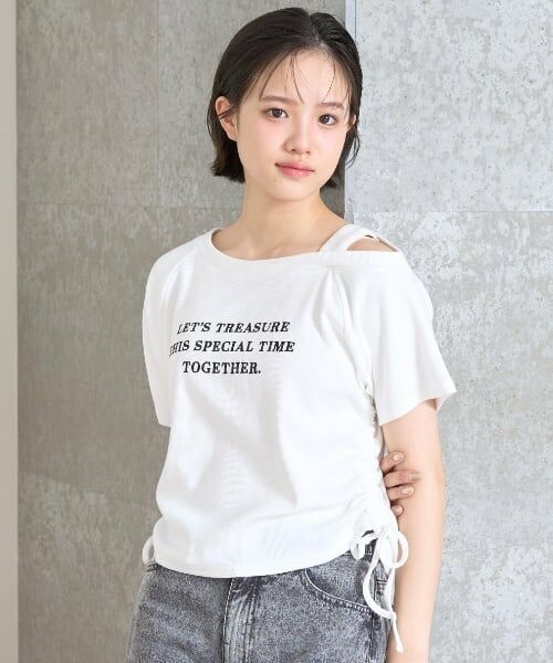 Lovetoxic / ラブトキシック Tシャツ | ワンショルドロストTシャツ（オフ ホワイト）