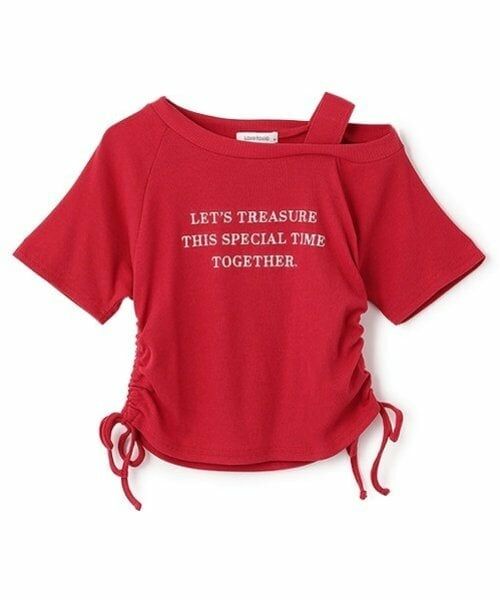 Lovetoxic / ラブトキシック Tシャツ | ワンショルドロストTシャツ（赤）