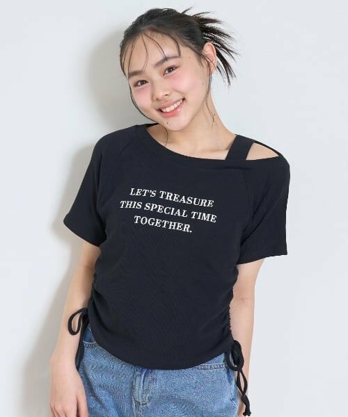 Lovetoxic / ラブトキシック Tシャツ | ワンショルドロストTシャツ（黒）