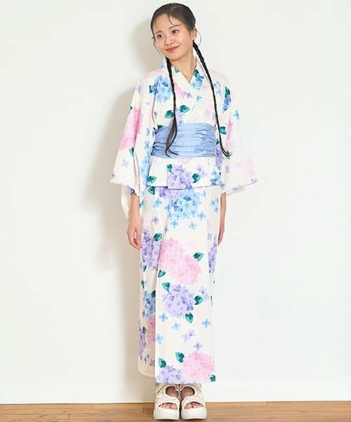 Lovetoxic / ラブトキシック 着物・浴衣・小物類 | 【初コラボ！】【HIBIYA-KADAN】【綿100％】紫陽花2WAY浴衣（白）