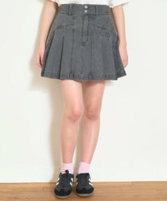 Lovetoxic / ラブトキシック ショート・ハーフ・半端丈パンツ | 美脚見えデニムプリーツスカパン