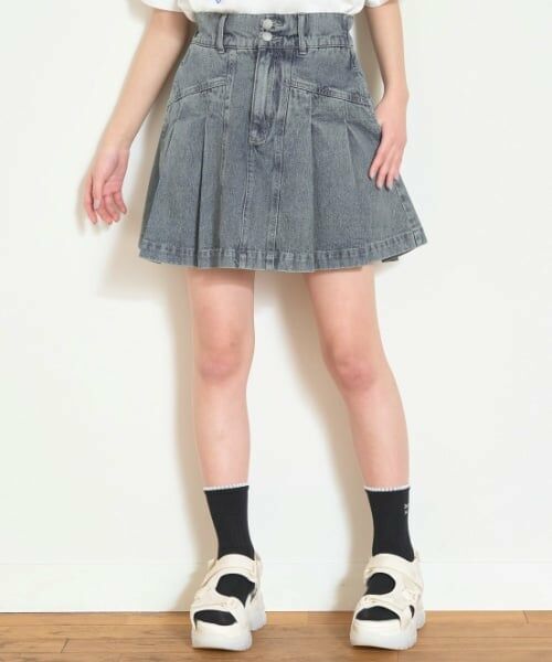 Lovetoxic / ラブトキシック ショート・ハーフ・半端丈パンツ | 美脚見えデニムプリーツスカパン | 詳細1