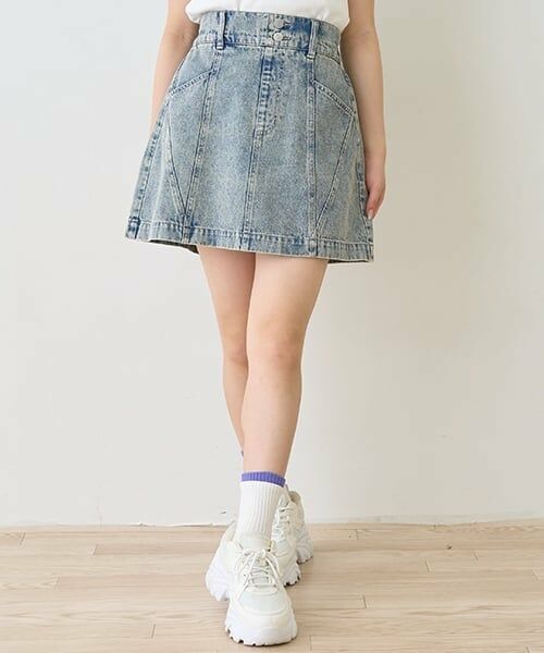 Lovetoxic / ラブトキシック ショート・ハーフ・半端丈パンツ | オシャ見え切替えスカート（ブルー）