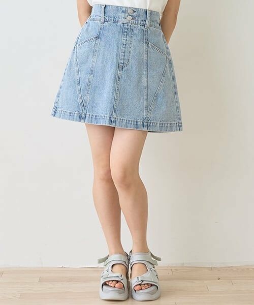 Lovetoxic / ラブトキシック ショート・ハーフ・半端丈パンツ | オシャ見え切替えスカート（ライト ブルー）