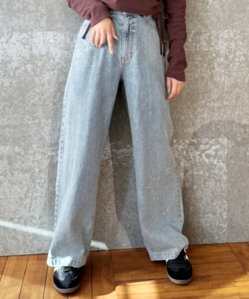 Lovetoxic / ラブトキシック その他パンツ | ストーンモチーフデニムパンツ（サックス）