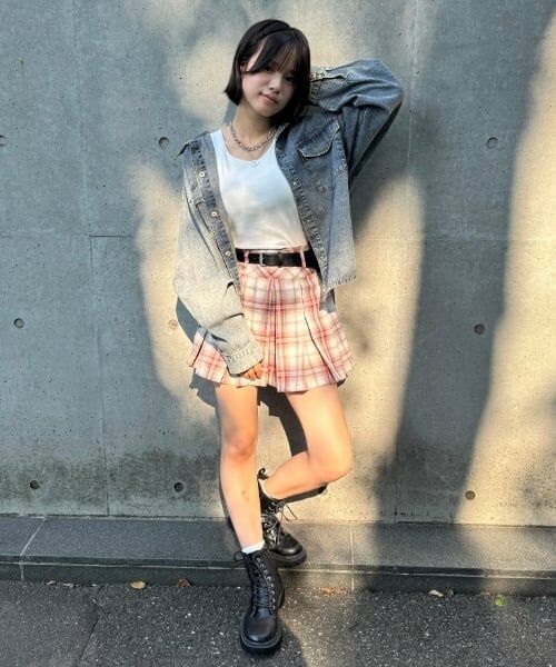 Lovetoxic / ラブトキシック ショート・ハーフ・半端丈パンツ | 【GOODPRICE】【イージーケア】ベルトつきチェックプリーツスカート（赤）