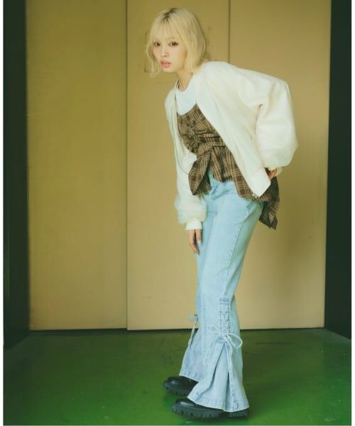 Lovetoxic / ラブトキシック その他パンツ | レースアップリボンフレアデニムパンツ | 詳細1