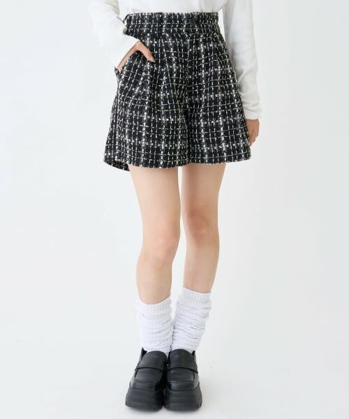 Lovetoxic / ラブトキシック ショート・ハーフ・半端丈パンツ | オトナ映えホリデ-ツイ-ドショ-トパンツ(黒)