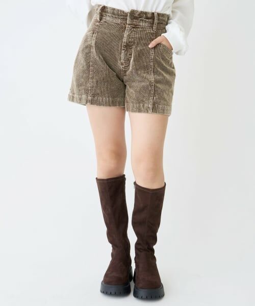 Lovetoxic / ラブトキシック ショート・ハーフ・半端丈パンツ | こなれ見えコーデュロイショートパンツ（茶）