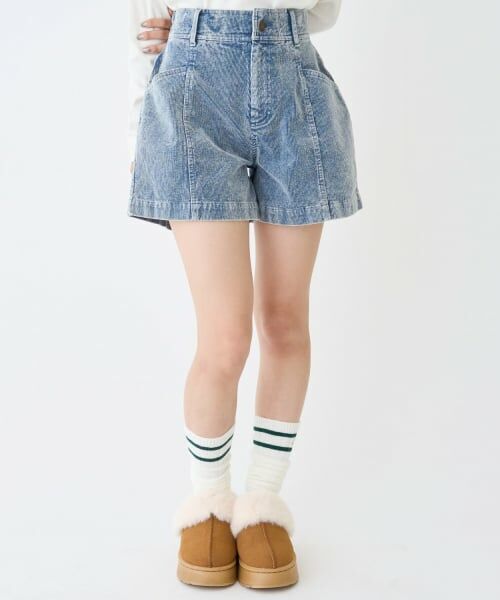 Lovetoxic / ラブトキシック ショート・ハーフ・半端丈パンツ | こなれ見えコーデュロイショートパンツ（ブルー）