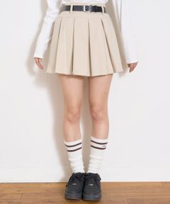 Lovetoxic / ラブトキシック ショート・ハーフ・半端丈パンツ | 【起毛】ベルトつきプリーツスカート