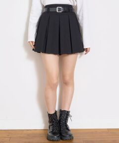 Lovetoxic / ラブトキシック ショート・ハーフ・半端丈パンツ | 【起毛】ベルトつきプリーツスカート