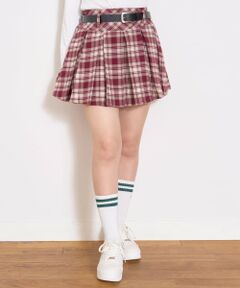 Lovetoxic / ラブトキシック ショート・ハーフ・半端丈パンツ | 【起毛】ベルトつきチェックプリーツスカート