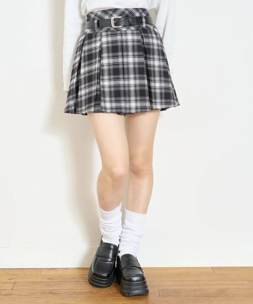 Lovetoxic / ラブトキシック ショート・ハーフ・半端丈パンツ | 【起毛】ベルトつきチェックプリーツスカート | 詳細10