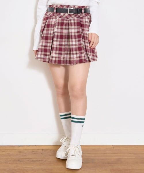 Lovetoxic / ラブトキシック ショート・ハーフ・半端丈パンツ | 【起毛】ベルトつきチェックプリーツスカート | 詳細4