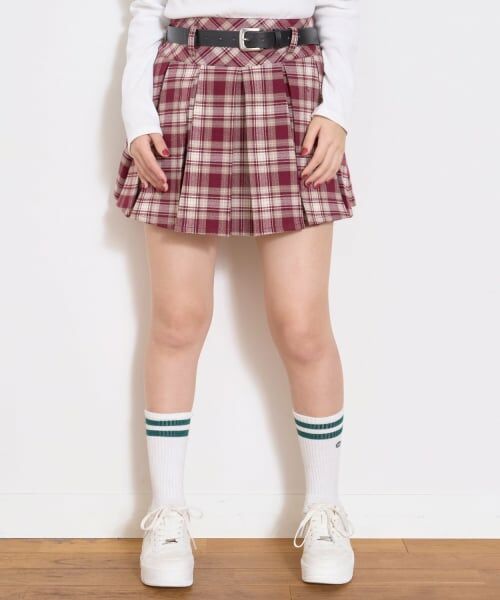 Lovetoxic / ラブトキシック ショート・ハーフ・半端丈パンツ | 【起毛】ベルトつきチェックプリーツスカート | 詳細5