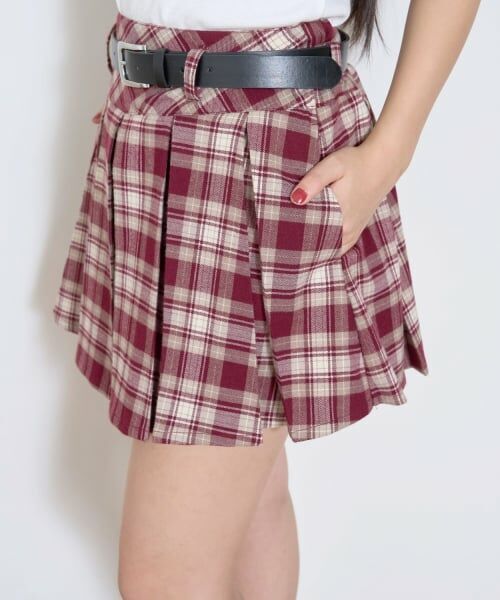 Lovetoxic / ラブトキシック ショート・ハーフ・半端丈パンツ | 【起毛】ベルトつきチェックプリーツスカート | 詳細6