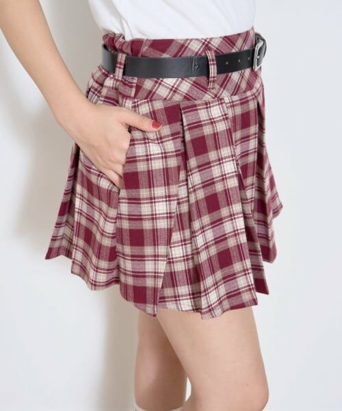 Lovetoxic / ラブトキシック ショート・ハーフ・半端丈パンツ | 【起毛】ベルトつきチェックプリーツスカート | 詳細7