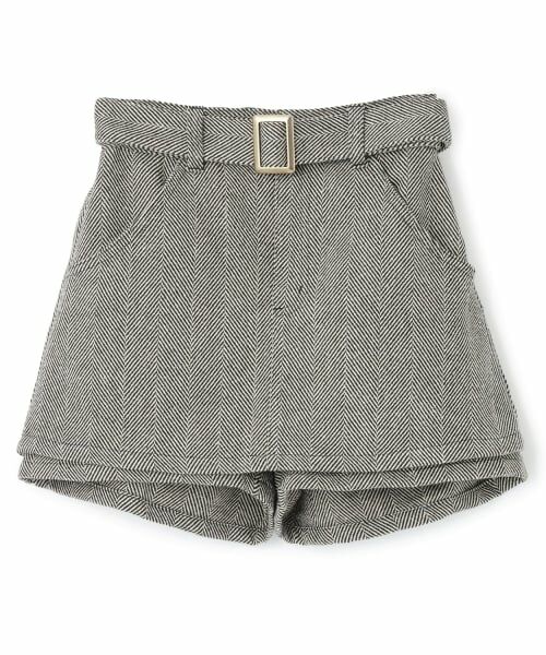 Lovetoxic / ラブトキシック ショート・ハーフ・半端丈パンツ | ベルトつきヘリンボ-ンペプラムスカパン | 詳細12
