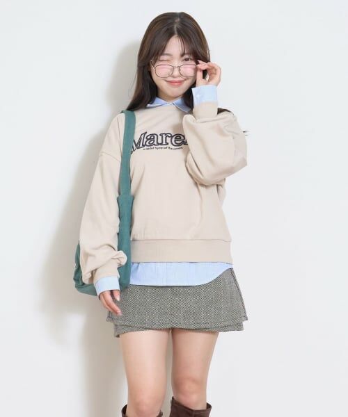 Lovetoxic / ラブトキシック ショート・ハーフ・半端丈パンツ | ベルトつきヘリンボ-ンペプラムスカパン | 詳細3