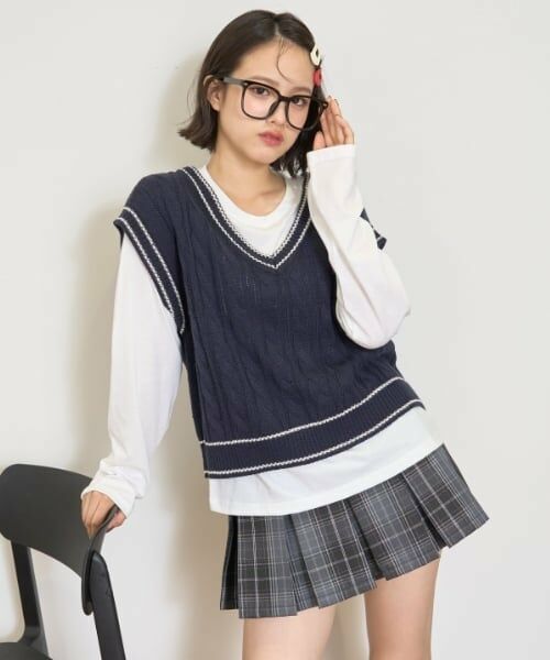 Lovetoxic / ラブトキシック ニット・セーター | 【GOODPRICE】ケーブルニットTシャツSET | 詳細3