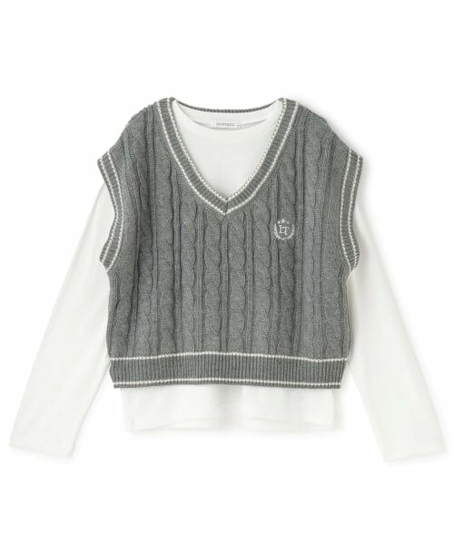 Lovetoxic / ラブトキシック ニット・セーター | 【GOODPRICE】ケーブルニットTシャツSET（トップ グレー）