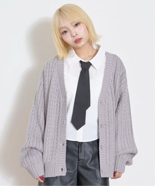 Lovetoxic / ラブトキシック カーディガン・ボレロ | 【GOODPRICE】ケーブルニットカーディガン（トップ グレー）