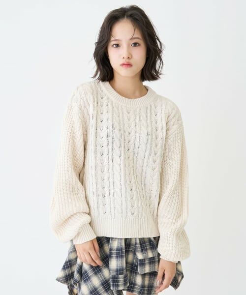 Lovetoxic / ラブトキシック ニット・セーター | 【GOODPRICE】ケーブルニットプルオーバー（アイボリー）