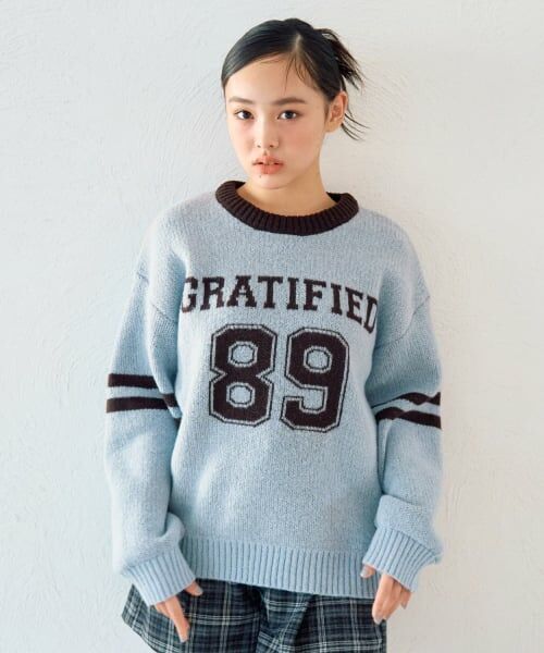 Lovetoxic / ラブトキシック ニット・セーター | モヘアタッチジャガードプルオーバー（サックス）