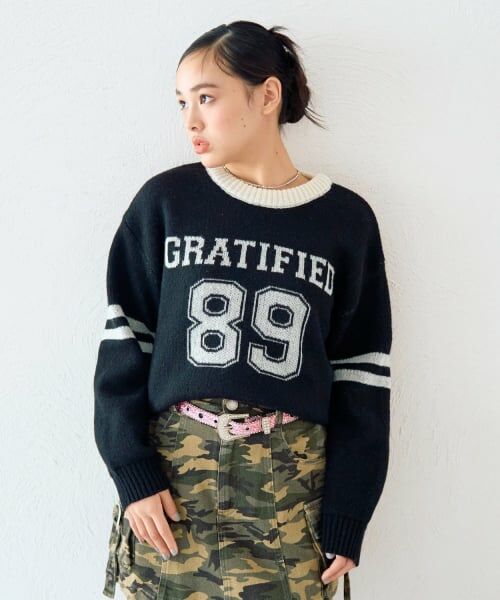 Lovetoxic / ラブトキシック ニット・セーター | モヘアタッチジャガードプルオーバー（黒）