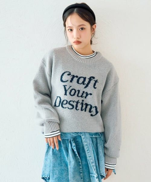 Lovetoxic / ラブトキシック ニット・セーター | モヘアタッチジャガードプルオーバー（トップ グレー）