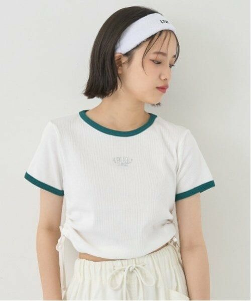 Lovetoxic / ラブトキシック Tシャツ | 【接触冷感/ひんやり】ドロストテレコTシャツ（グリーン）