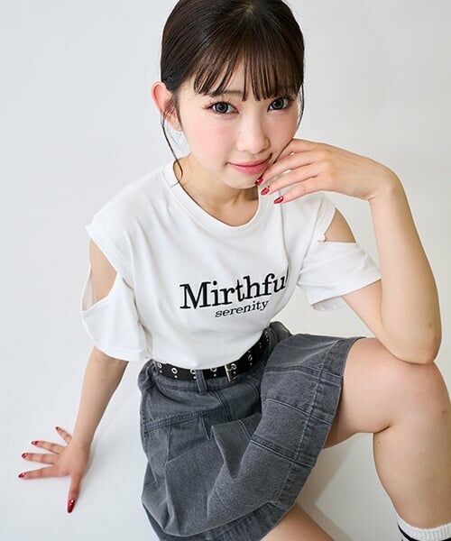Lovetoxic / ラブトキシック Tシャツ | 【接触冷感/ひんやり】肩あきTシャツ（オフ ホワイト）