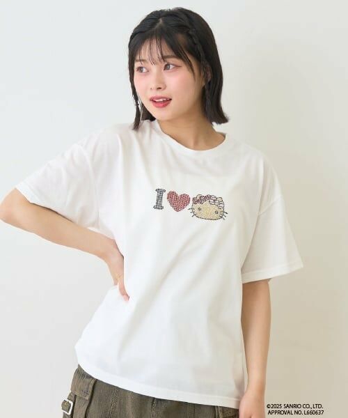 Lovetoxic / ラブトキシック Tシャツ | 【ハローキティ】日焼け接触冷感Tシャツ（オフ ホワイト）