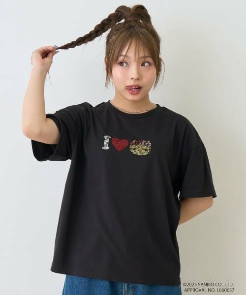 Lovetoxic / ラブトキシック Tシャツ | 【ハローキティ】日焼け接触冷感Tシャツ（黒）