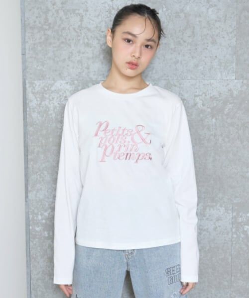 Lovetoxic / ラブトキシック Tシャツ | 【GOODPRICE】ロゴ刺しゅう長袖Tシャツ（オフ ホワイト）