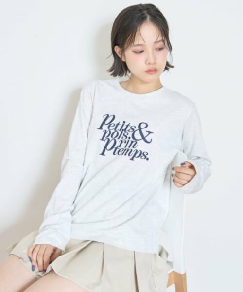 Lovetoxic / ラブトキシック Tシャツ | 【GOODPRICE】ロゴ刺しゅう長袖Tシャツ（シロ杢）