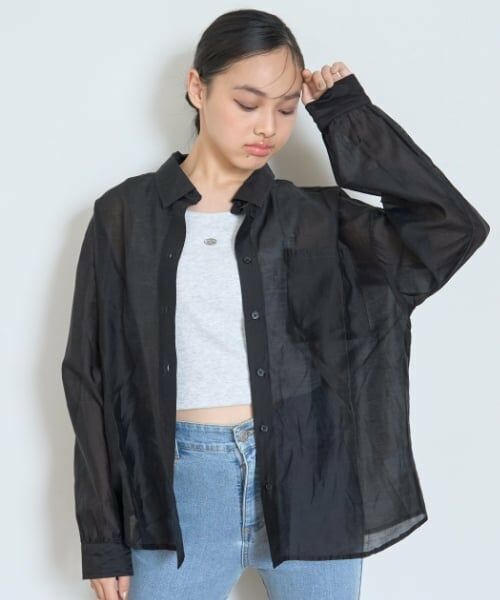 Lovetoxic / ラブトキシック シャツ・ブラウス | インナーつきシアーシャツ（黒）