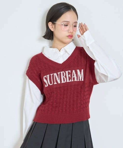 Lovetoxic / ラブトキシック シャツ・ブラウス | ニットレイヤードブラウス（エンジ）