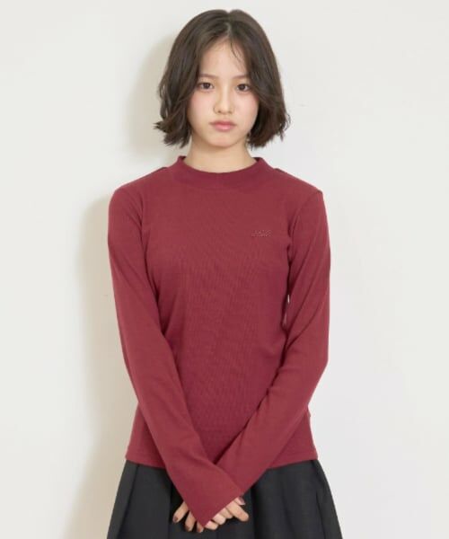 Lovetoxic / ラブトキシック Tシャツ | 【吸湿発熱】テレコ長袖Tシャツ（エンジ）